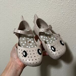 Mini Melissa Furadinha + Fabula fish Mary Jane flats - beige rubber PVC GIRLS 10